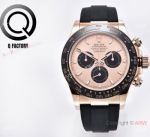 Luxury Super clone QF V3 Rolex DAYTONA 4130 Rose Gold Watches Salmon Dial-Rubber Strap